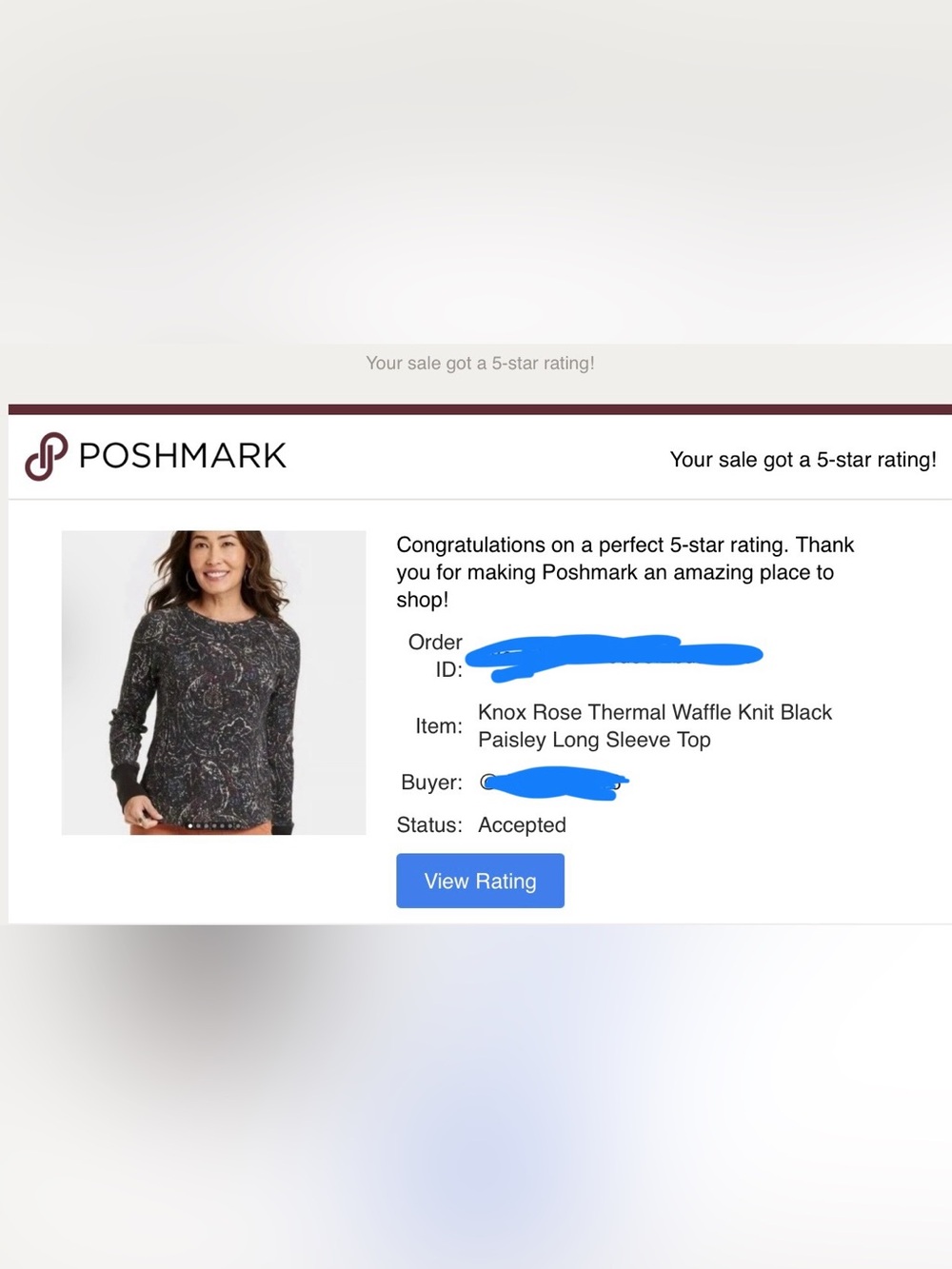Knox Rose Thermal Waffle Knit Black Paisley Long Sleeve Top - Picture 5 of 5